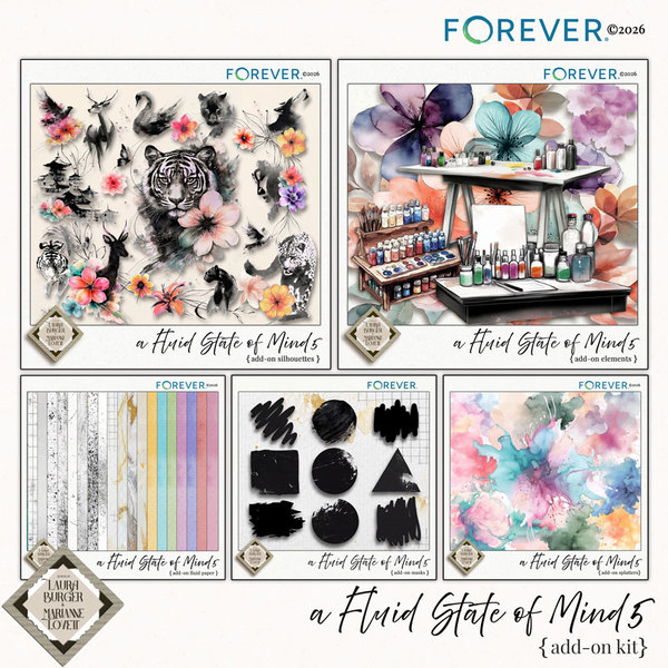 A Fluid State of Mind 5 Add On Bundle Digital Art - Digital Scrapbooking Kits