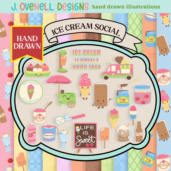 Ice Cream Social Digital Art - Digital Scrapbooking Kits