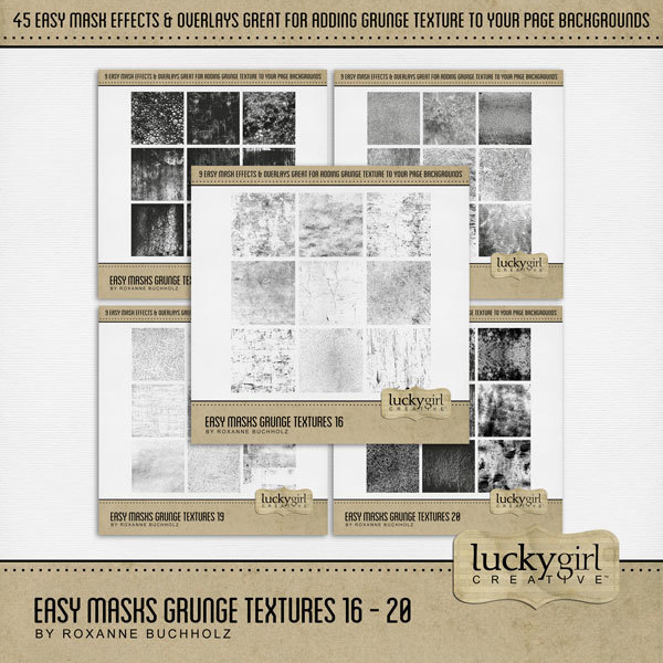 Easy Masks Grunge Textures 16 - 20 Digital Art - Digital Scrapbooking Kits