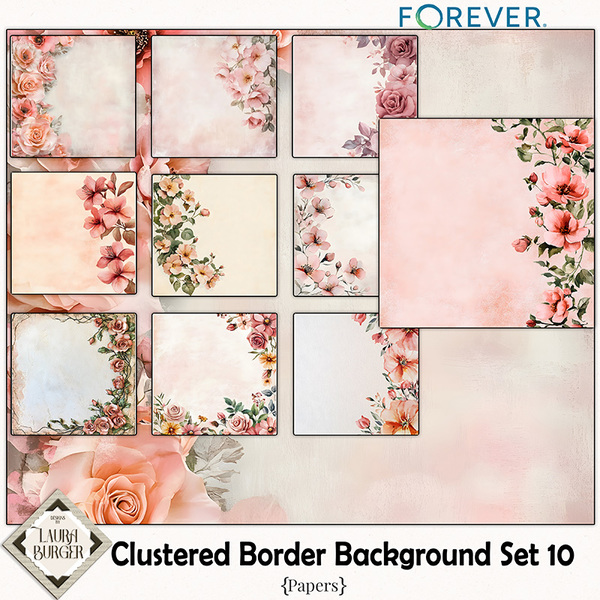 Clustered Border Background Set 10 Digital Art - Digital Scrapbooking Kits