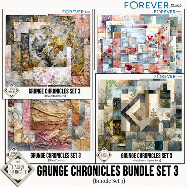 Grunge Chronicles Set 3 Digital Art - Digital Scrapbooking Kits