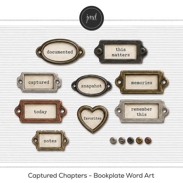 Captured Chapters - Bookplate Word Art Digital Art - Digital Scrapbooking Kits