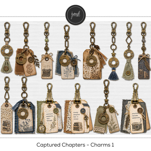 Captured Chapters - Charms 1 Digital Art - Digital Scrapbooking Kits
