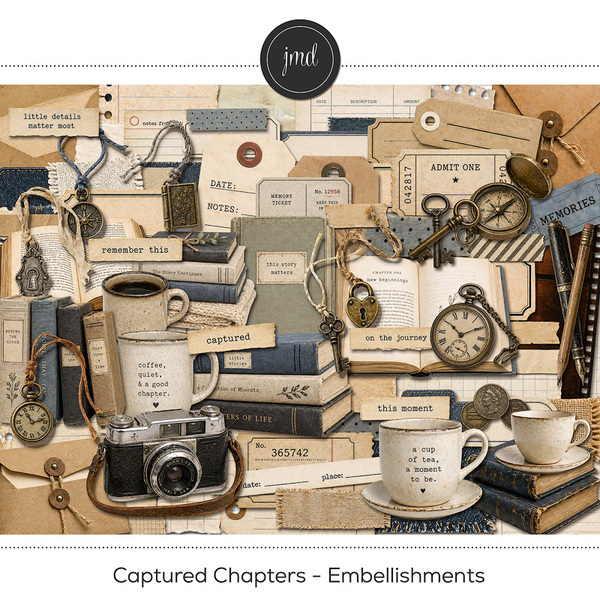 Captured Chapters - Embellishments Digital Art - Digital Scrapbooking Kits