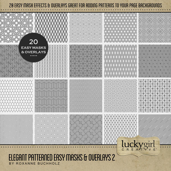 Elegant Patterned Easy Masks & Overlays 2 Digital Art - Digital Scrapbooking Kits