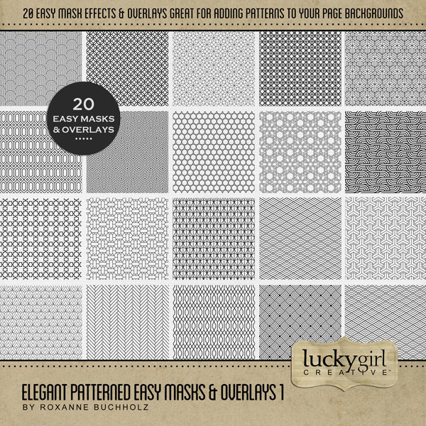 Elegant Patterned Easy Masks & Overlays 1 Digital Art - Digital Scrapbooking Kits