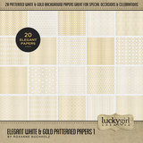 Elegant White & Gold Patterned Papers 1