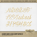 Elegant White & Gold Script Alpha Set