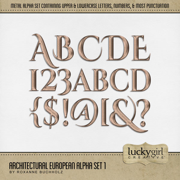 Architectural European Alpha Set 1 Digital Art - Digital Scrapbooking Kits