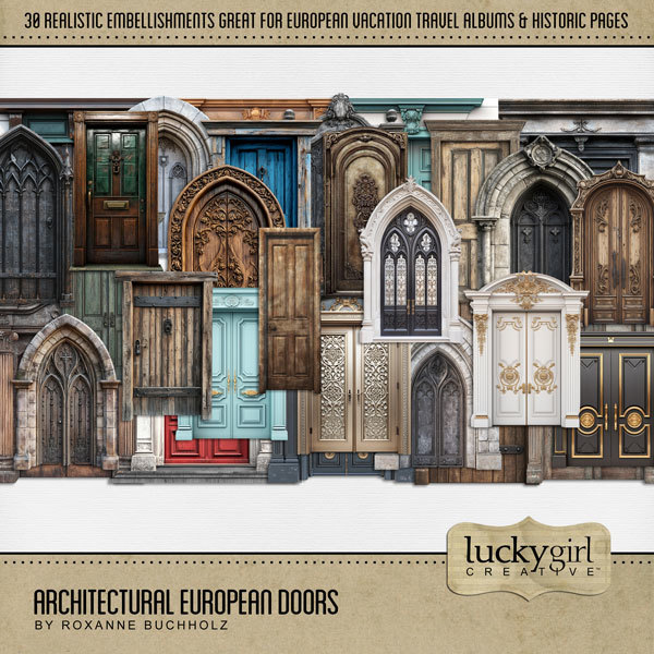 Architectural European Door Digital Art - Digital Scrapbooking Kits