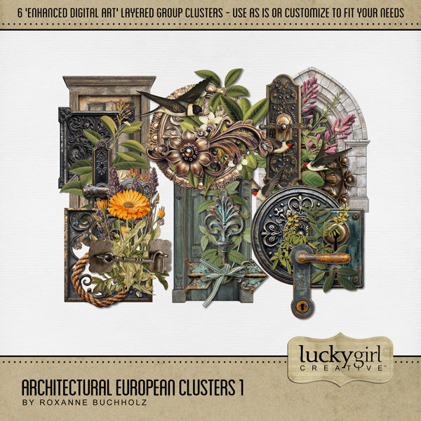 Architectural European Clusters 1 Digital Art - Digital Scrapbooking Kits