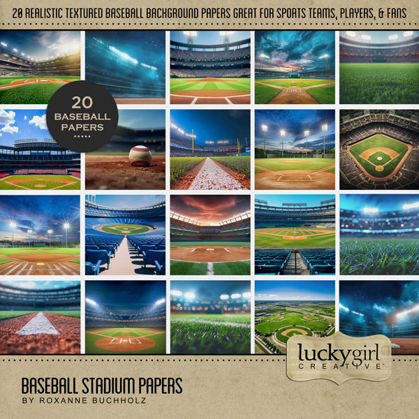 Baseball Stadium Papers Digital Art - Digital Scrapbooking Kits