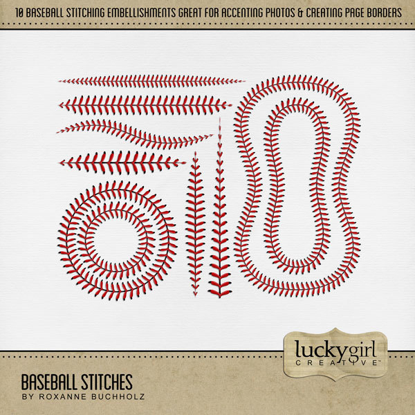 Baseball Stitches Digital Art - Digital Scrapbooking Kits