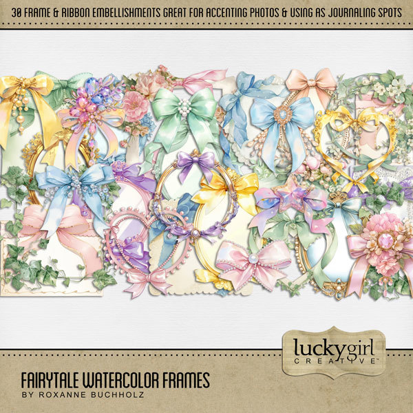 Fairytale Watercolor Frames Digital Art - Digital Scrapbooking Kits