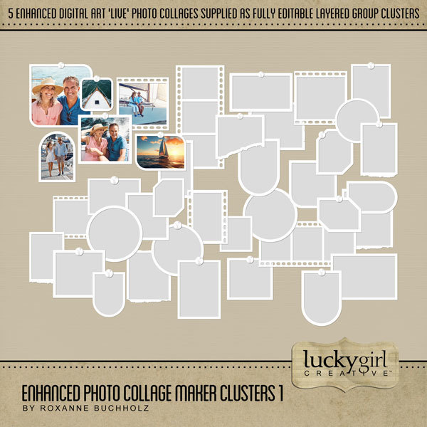 Enhanced Photo Collage Maker Clusters 1 Digital Art - Digital Scrapbooking Kits