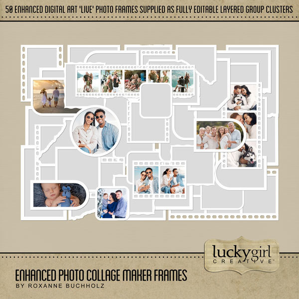 Enhanced Photo Collage Maker Frames Digital Art - Digital Scrapbooking Kits