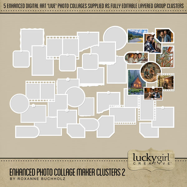 Enhanced Photo Collage Maker Clusters 2 Digital Art - Digital Scrapbooking Kits