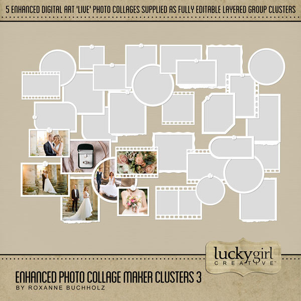 Enhanced Photo Collage Maker Clusters 3 Digital Art - Digital Scrapbooking Kits
