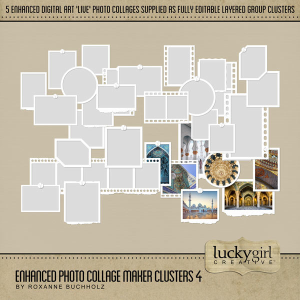 Enhanced Photo Collage Maker Clusters 4 Digital Art - Digital Scrapbooking Kits
