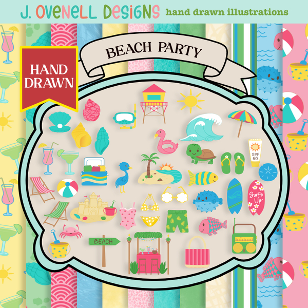 Beach Party Digital Art - Digital Scrapbooking Kits