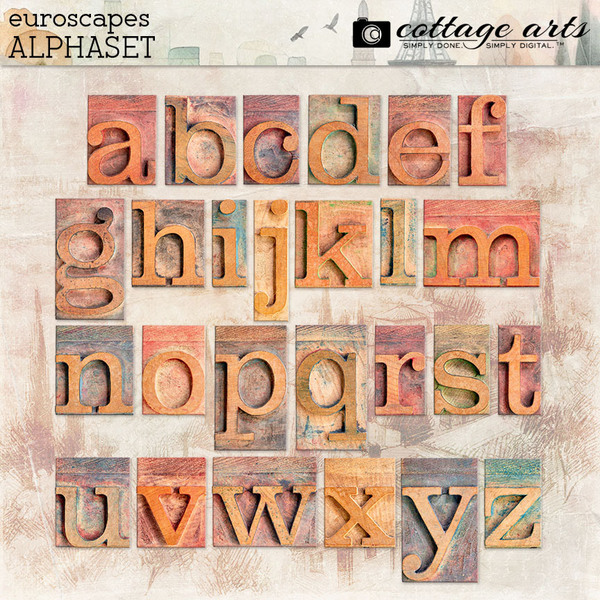 EuroScapes AlphaSet Digital Art - Digital Scrapbooking Kits