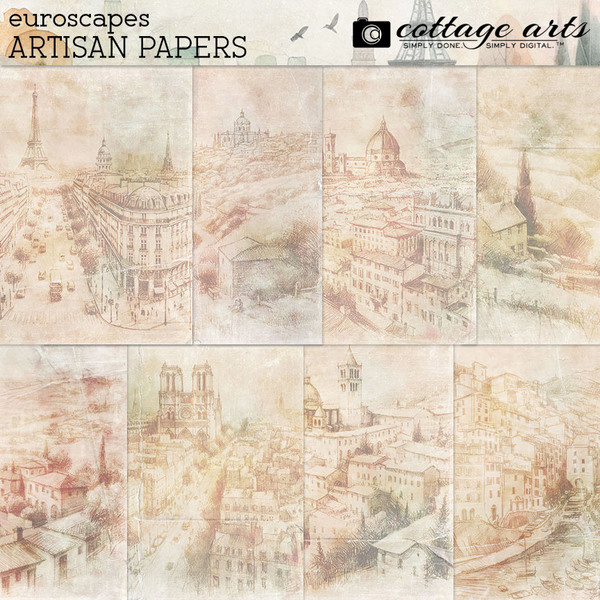 EuroScapes Artisan Papers Digital Art - Digital Scrapbooking Kits