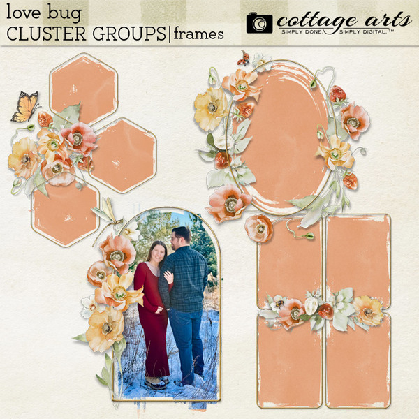 Love Bug Cluster Groups - Frames Digital Art - Digital Scrapbooking Kits