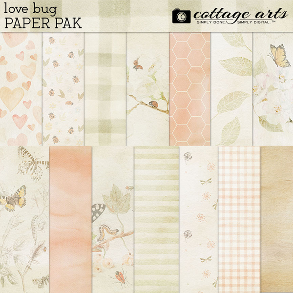 Love Bug Paper Pak Digital Art - Digital Scrapbooking Kits