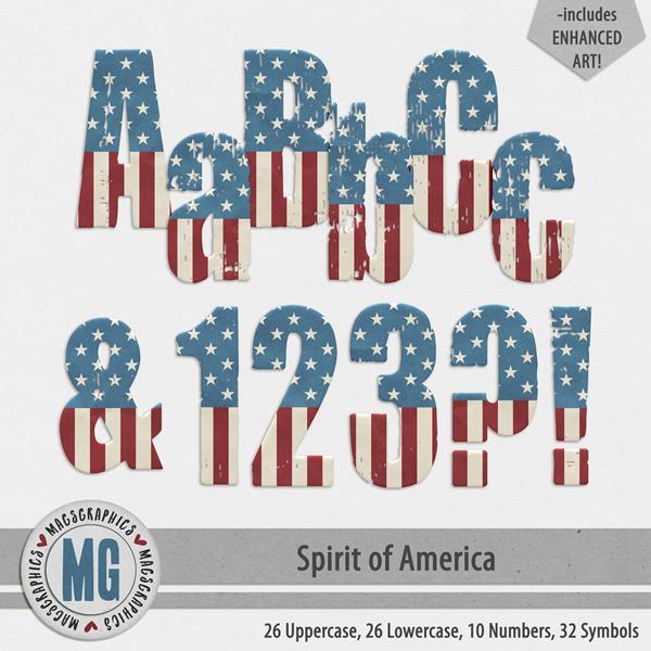 Spirit of America Alpha Set 2 Digital Art - Digital Scrapbooking Kits
