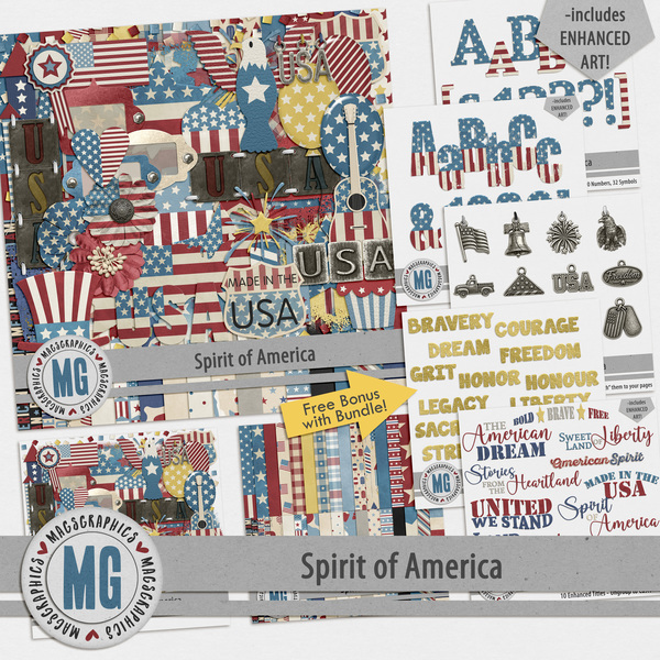 Spirit of America Bundle Digital Art - Digital Scrapbooking Kits