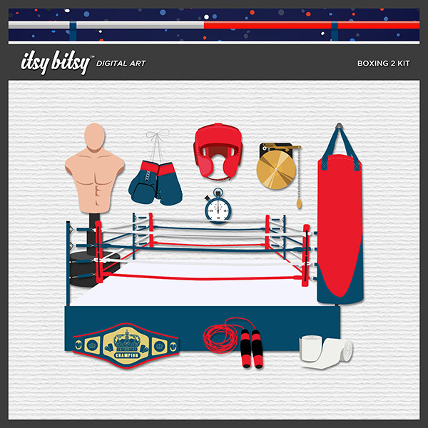 Boxing 2 Kit Digital Art - Digital Scrapbooking Kits