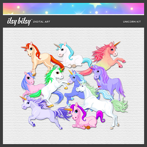 Unicorn Kit Digital Art - Digital Scrapbooking Kits