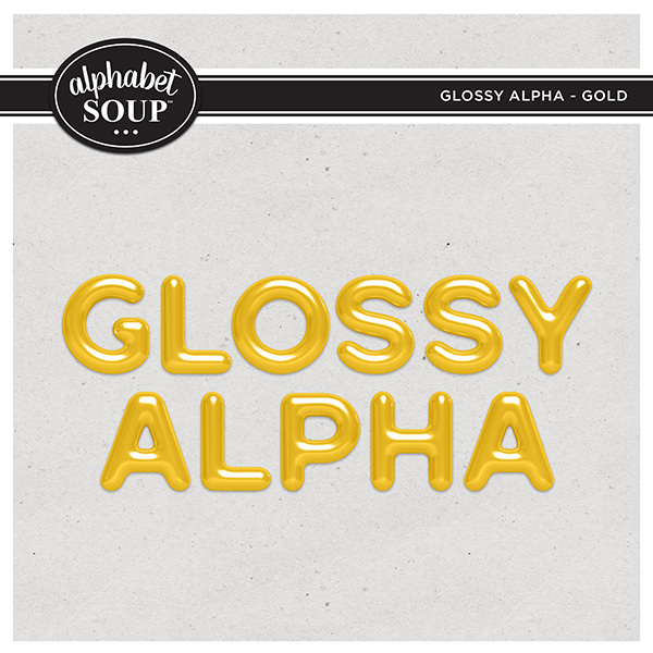 Glossy Alpha - Gold Digital Art - Digital Scrapbooking Kits