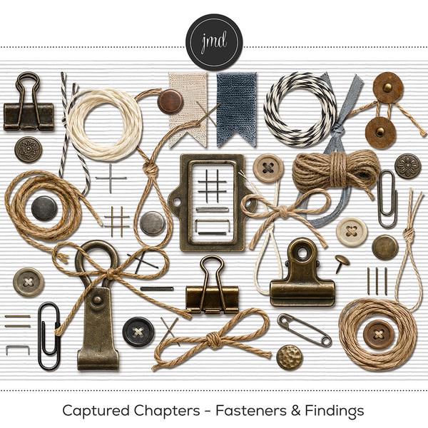 Captured Chapters - Fasteners & Findings Digital Art - Digital Scrapbooking Kits