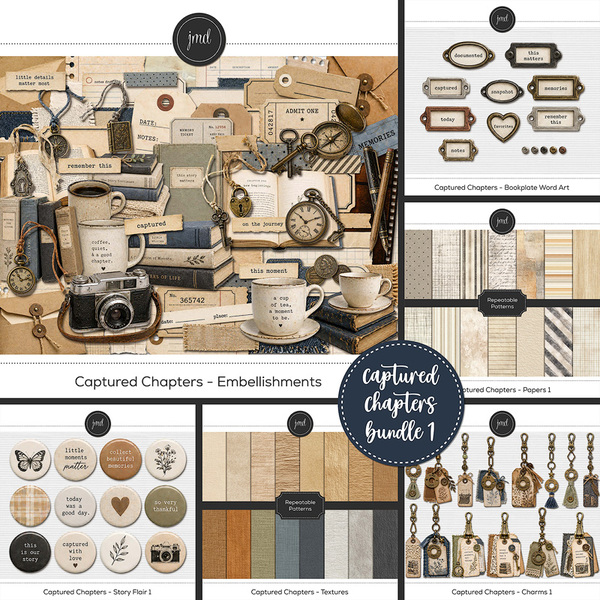 Captured Chapters Bundle 1 Digital Art - Digital Scrapbooking Kits