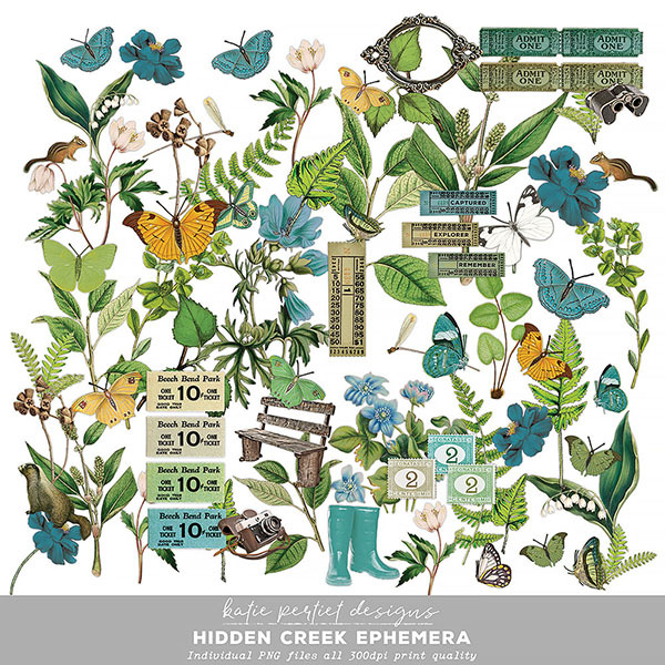 Hidden Creek Ephemera Digital Art - Digital Scrapbooking Kits