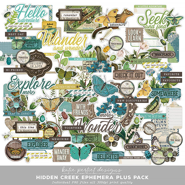 Hidden Creek Ephemera Plus Pack Digital Art - Digital Scrapbooking Kits