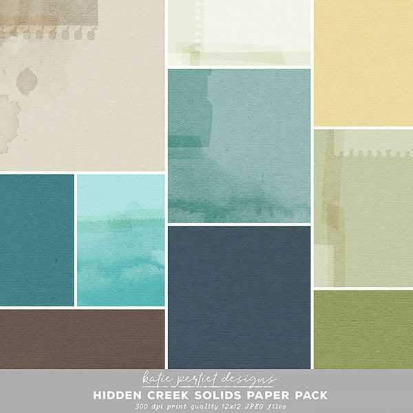 Hidden Creek Solids Paper Pack Digital Art - Digital Scrapbooking Kits