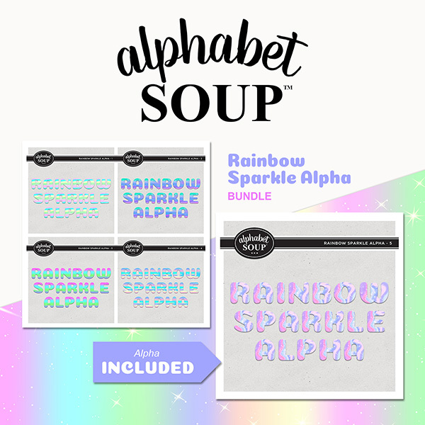 Rainbow Sparkle Alpha Bundle Digital Art - Digital Scrapbooking Kits