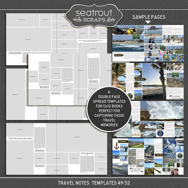 Travel Notes Templates 49-52 Digital Art - Digital Scrapbooking Kits