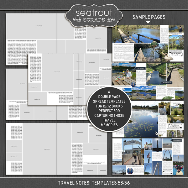 Travel Notes Templates 53-56 Digital Art - Digital Scrapbooking Kits