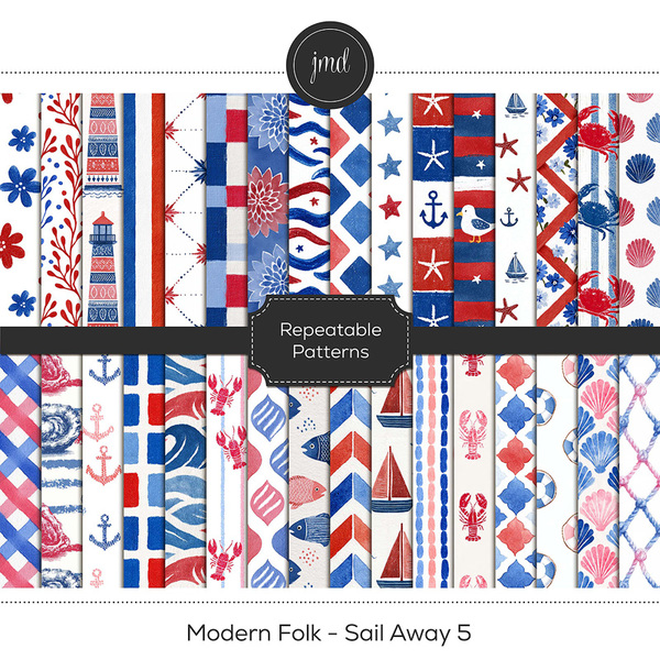 Modern Folk - Sail Away 5 Digital Art - Digital Scrapbooking Kits
