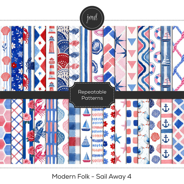 Modern Folk - Sail Away 4 Digital Art - Digital Scrapbooking Kits