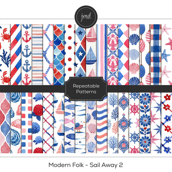 Modern Folk - Sail Away 2 Digital Art - Digital Scrapbooking Kits
