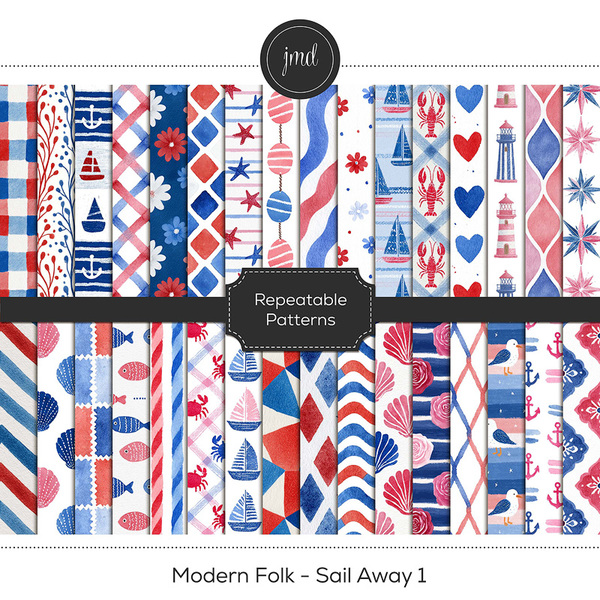 Modern Folk - Sail Away 1 Digital Art - Digital Scrapbooking Kits
