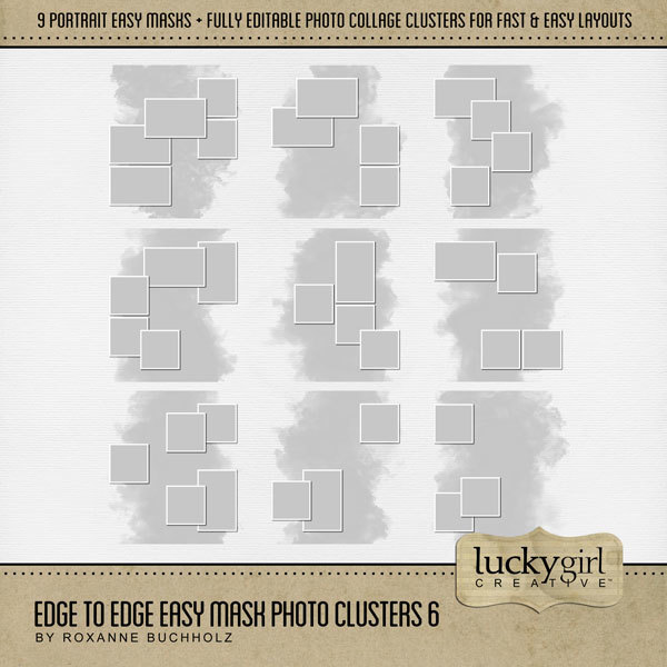 Edge to Edge Easy Mask Photo Clusters 6 Digital Art - Digital Scrapbooking Kits