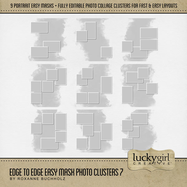 Edge to Edge Easy Mask Photo Clusters 7 Digital Art - Digital Scrapbooking Kits