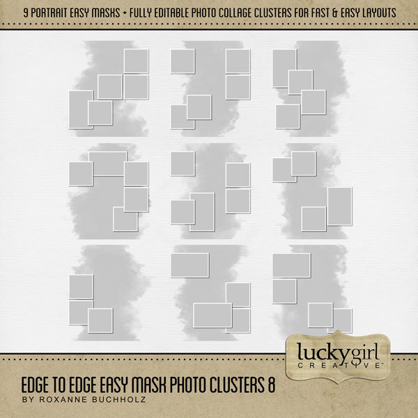 Edge to Edge Easy Mask Photo Clusters 8 Digital Art - Digital Scrapbooking Kits