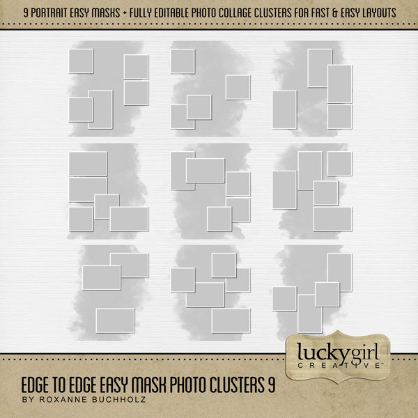 Edge to Edge Easy Mask Photo Clusters 9 Digital Art - Digital Scrapbooking Kits