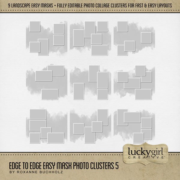 Edge to Edge Easy Mask Photo Clusters 5 Digital Art - Digital Scrapbooking Kits